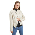 Biker jacket women's with faux leather padded warm