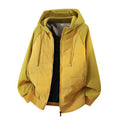 Men's lightweight hooded jacket with quilted lining, drawstring hood, and elastic waistband