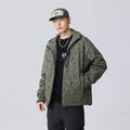 Men's technical waterproof hooded jacket with welded seams and chest zip pocket
