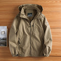 Men's lightweight wind and water-repellent hooded jacket with breathable mesh lining, chest and zip pockets