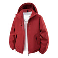 Men's matte softshell hooded jacket with welded seams, two-way zip and adjustable drawstring hem