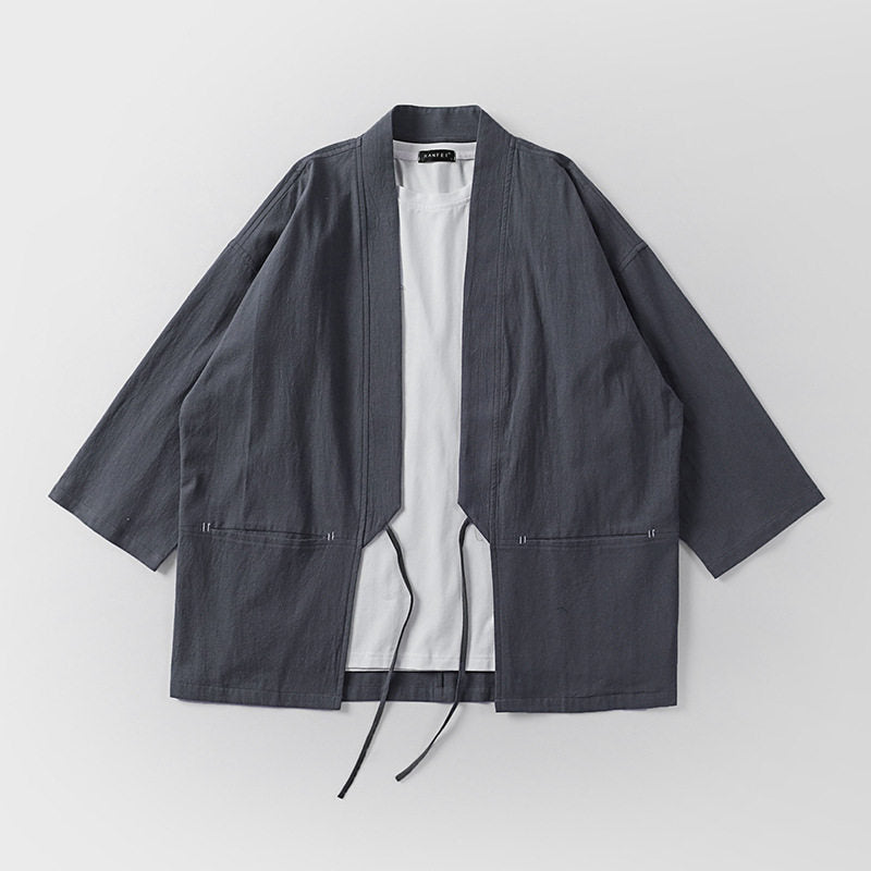 Unisex Kimono-Haori-Jacket with tie belt and three-quarter sleeves