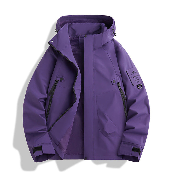 Women water-repellent softshell functional jacket with adjustable hood, windproof membrane and diagonal zip pockets