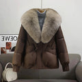 Jacket quilted women's with collar with faux fur windproof padded
