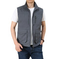 Men's functional vest with many pockets and stand-up collar