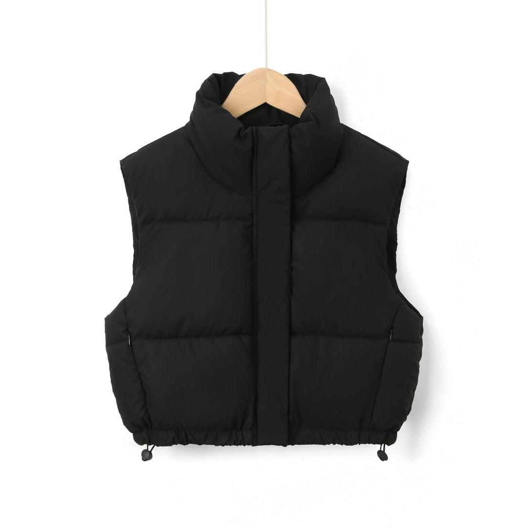 Women Padded Quilted Gilet with High Stand-Up Collar