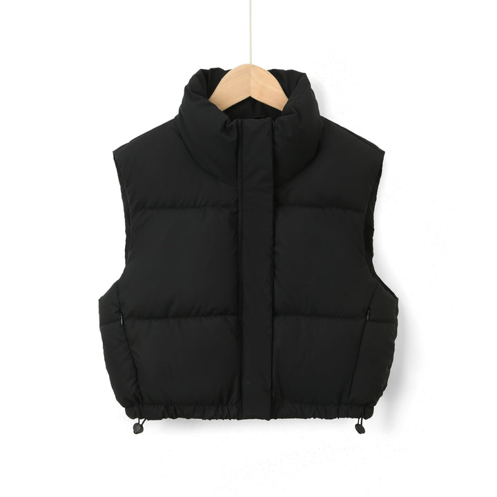 Women Padded Quilted Gilet with High Stand-Up Collar