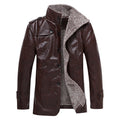 Men's Textured Faux leather Midlayer Jacket with Fleece teddy Lining, Stand-up collar and Shoulder Patches
