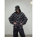 Unisex Checked Oversize Flannel Shirt Jacket in Layering Look with Rounded Hem and Chest Pocket