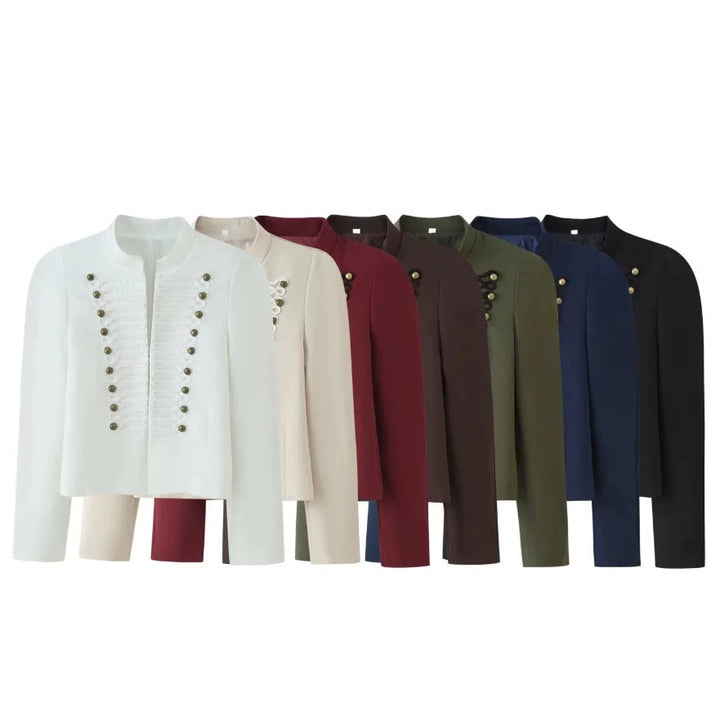 Ladies short jacket in hussar-inspired design with stand-up collar and decorative cords