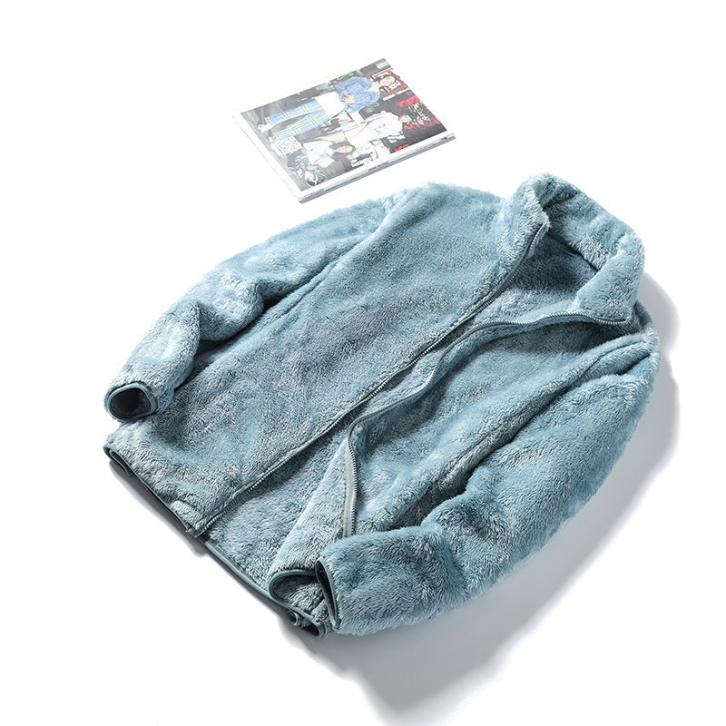 Ladies Cosy Teddy Fleece Jacket in Oversized Style with Stand-Up Collar and Zip