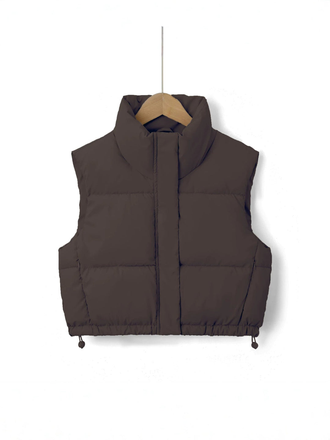 Women Padded Quilted Gilet with High Stand-Up Collar