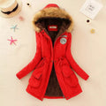 Parka women's with faux fur windproof quilted
