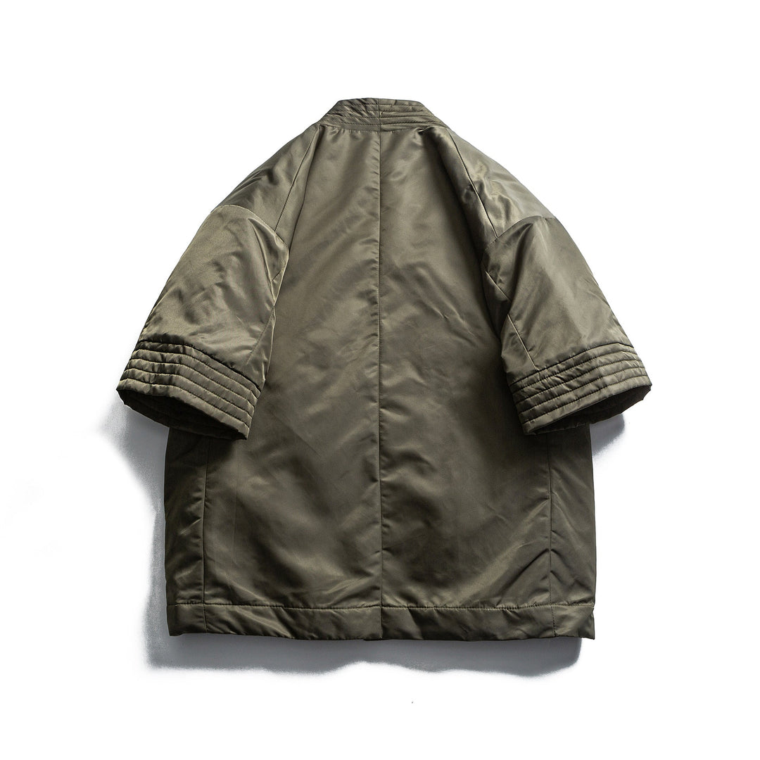 Unisex Padded Kimono Jacket with Short Sleeves and Waist Belt