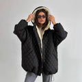 Women's Oversize Quilted Jacket with Teddy Lining and Hood