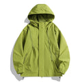 Men's water-repellent hooded jacket with diagonal zips and adjustable hem