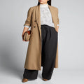 Women's Maxi Long Single-Breasted Long Coat in Minimalist Trench Style with Soft Draping