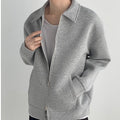 Men's Zip Sweat Jacket with Shirt Collar and Oversized Cut