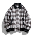 Men's In check Overshirt Jacket with Contrast Faux leather Collar and Ribbed Cuffs