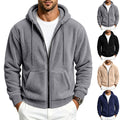 Men's fleece hoodie jacket with teddy lining, full zip and kangaroo pockets
