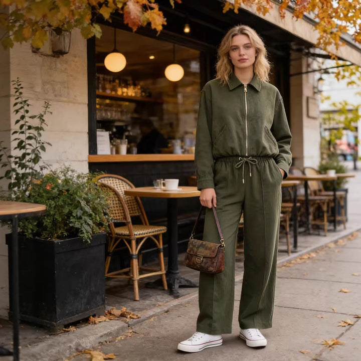 Ladies cropped blouson jacket in velour look with shirt collar, elastic hem and side pockets