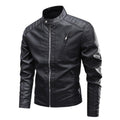 Men's Faux Leather Jacket with stand collar, multiple pockets - for everyday wear