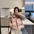 Women's short quilted waist puffer jacket with cosy teddy collar and adjustable buckle strap