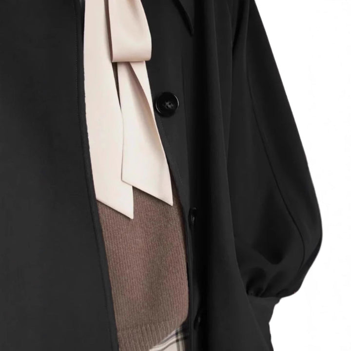 Ladies Long Fashionable Jacket with Large Collar