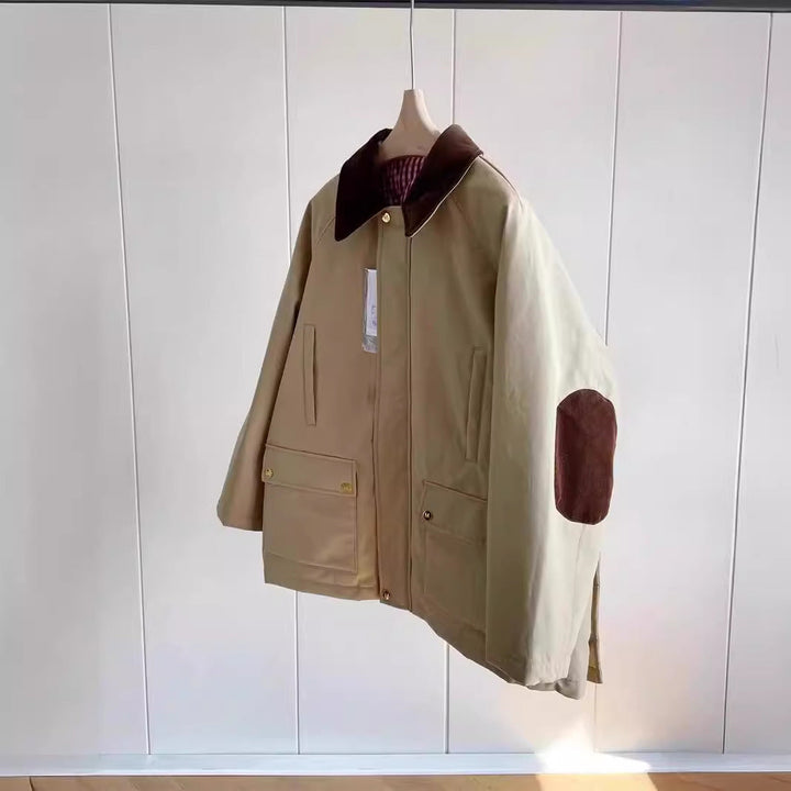 Ladies Stylish Transitional Jacket with Contrasting Elbow Patches