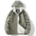 Men's fleece jacket with high collar, brushed inner side and concealed zip pockets