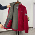 Women's fleece jacket with stand-up collar, wind-resistant structure & adjustable drawstring hem