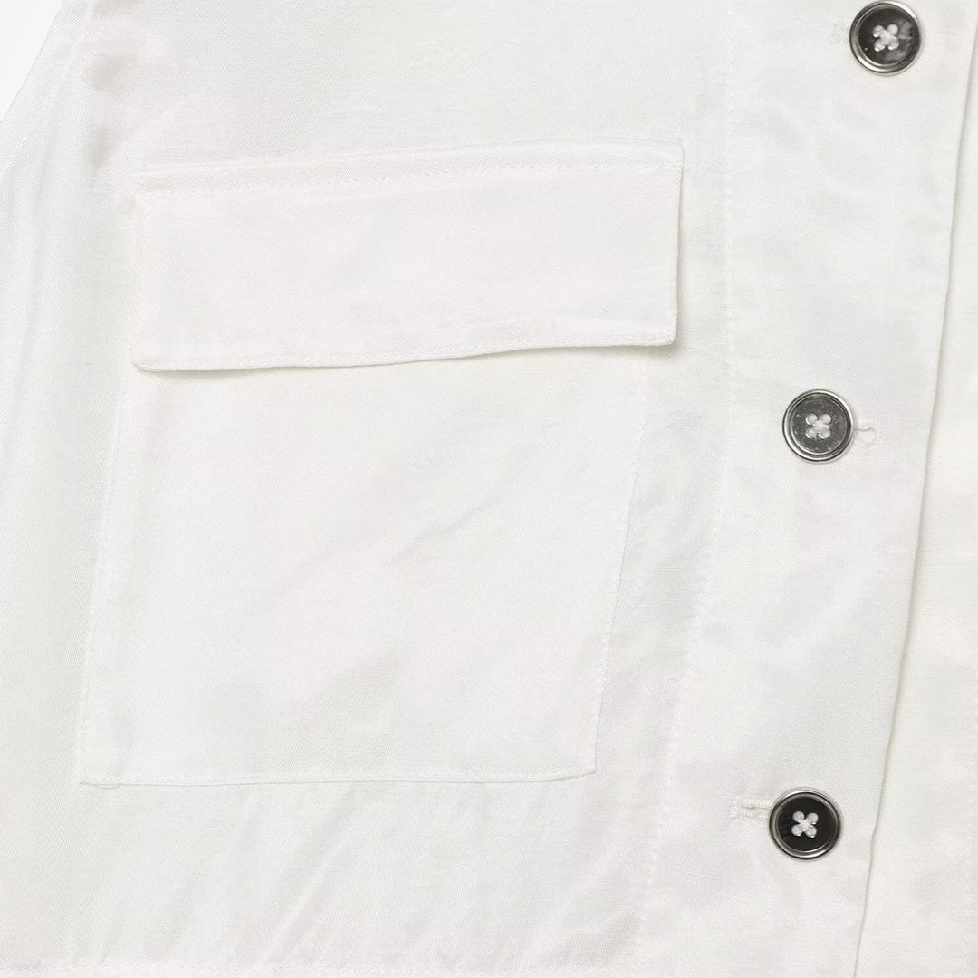 Women’s Utility Vest with Drawstring, Flap Pockets and Stand Collar
