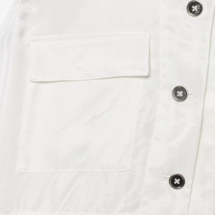 Women’s Utility Vest with Drawstring, Flap Pockets and Stand Collar