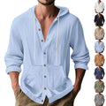Men's casual hoodie jacket with button placket and kangaroo pocket