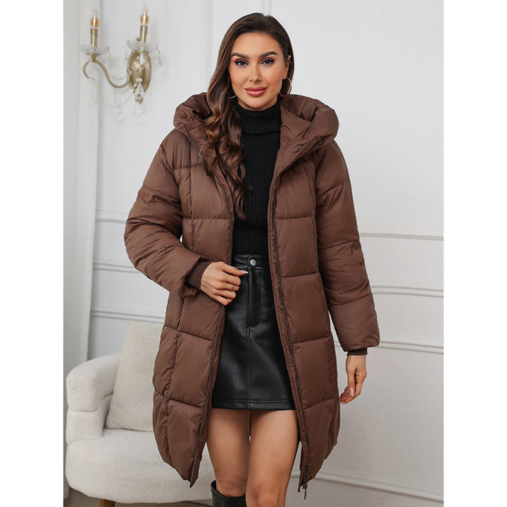 Women nan tailored long puffer with windproof membrane, warming thermal filling and extended back section