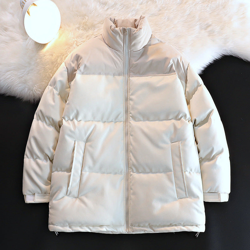 Unisex Padded Oversize Quilted Jacket with Stand-up Collar and Concealed Zip