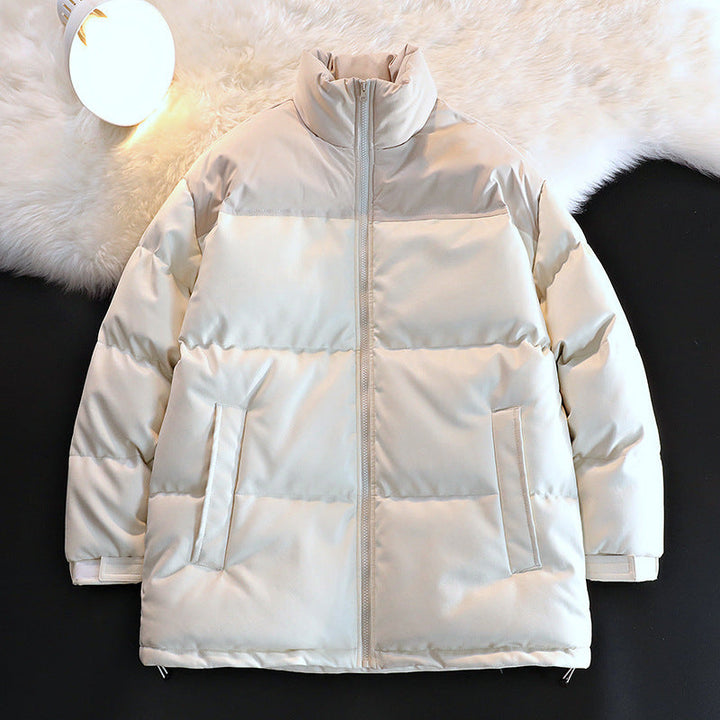 Unisex Padded Oversize Quilted Jacket with Stand-up Collar and Concealed Zip