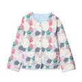 Women's Quilted Short Jacket in Patchwork Quilt Look with Button Placket and Patch Pockets