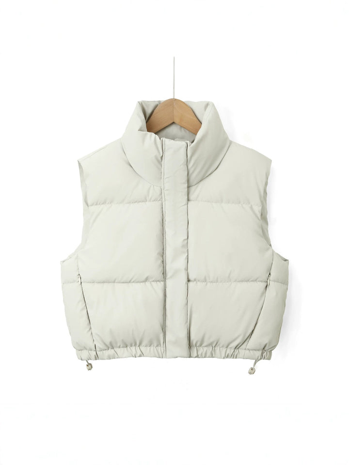 Women Padded Quilted Gilet with High Stand-Up Collar