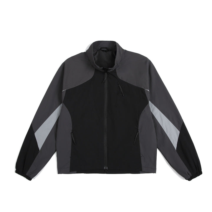 Unisex Lightweight Windbreaker with High Collar, color Mix Panels and Adjustable Hem
