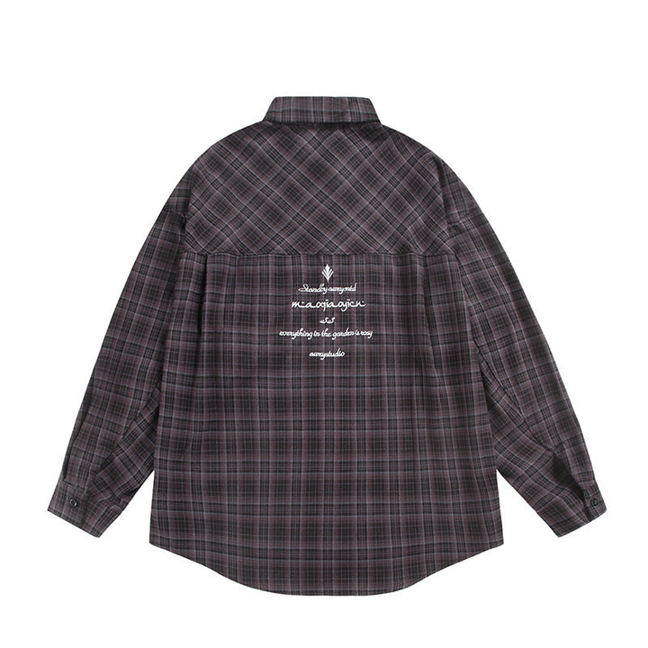 Unisex Check Shirt Jacket in Boxy Cut with Large Chest Flap Pockets and Extended Hem