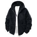 Men's Hooded Teddy Fleece Jacket with Full Zip and Multiple Pockets
