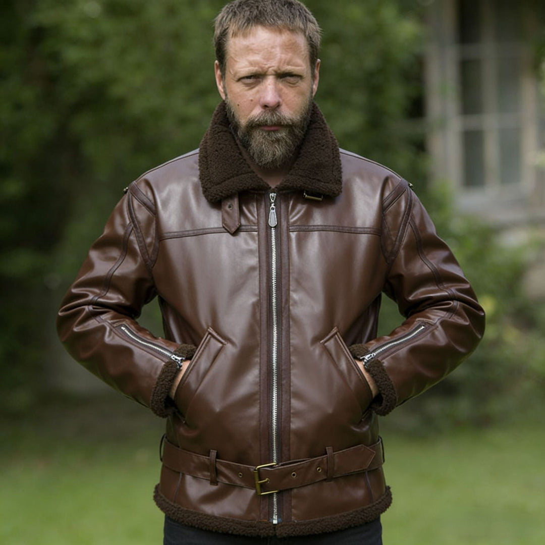 Jacket with leather synthetic men&