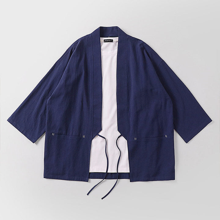 Unisex Kimono-Haori-Jacket with tie belt and three-quarter sleeves