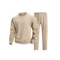 Men's Quilted Lounge Set with Diamond Pattern, Crew Neck Sweatshirt & Drawstring pants