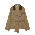 Coat trench coat women's with faux leather down warm