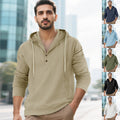 Men's Hoodie with Button Placket and Practical Pockets
