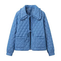Women's quilted jacket in vintage look with ruffled collar and ties
