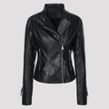 Women's Slim Fit Biker Jacket with Quilted Sleeve and Shoulder Area