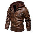 Men's Faux Leather Jacket with fleece lining - multiple pockets for cool weather